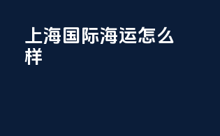 上海国际海运怎么样