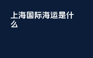 上海国际海运是什么