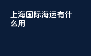 上海国际海运有什么用