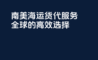 南美海运货代：服务全球的高效选择
