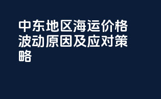 中东地区海运价格波动原因及应对策略