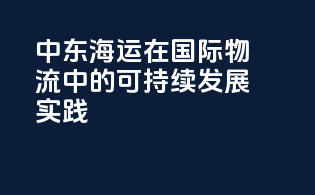 中东海运在国际物流中的可持续发展实践
