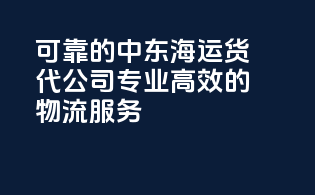 可靠的中东海运货代公司，专业高效的物流服务