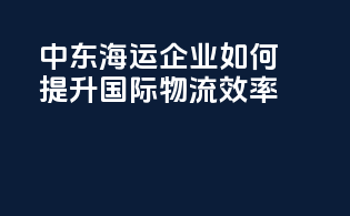 中东海运企业如何提升国际物流效率