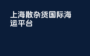 上海散杂货国际海运平台