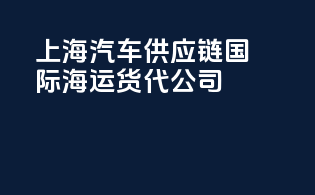 上海汽车供应链国际海运货代公司