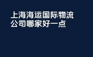 上海海运国际物流公司哪家好一点