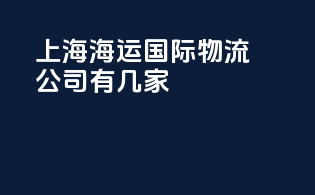 上海海运国际物流公司有几家