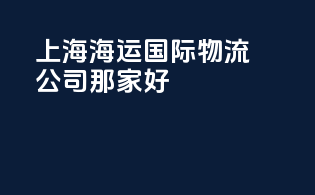 上海海运国际物流公司那家好