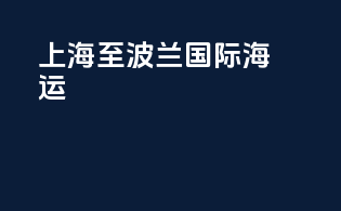 上海至波兰国际海运