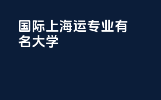 国际上海运专业有名大学