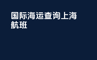 国际海运查询上海航班