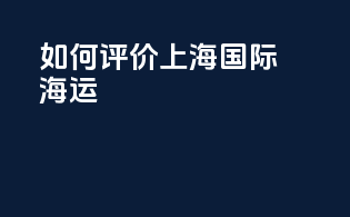 如何评价上海国际海运
