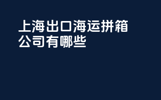 上海出口 海运拼箱公司有哪些