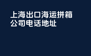 上海出口 海运拼箱公司电话地址