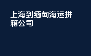上海到缅甸海运拼箱公司