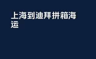 上海到迪拜拼箱海运