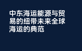 中东海运：能源与贸易的纽带，未来全球海运的典范