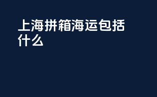 上海拼箱海运包括什么