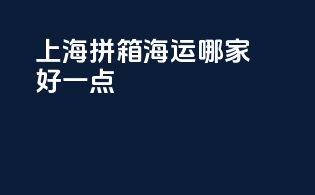 上海拼箱海运哪家好一点