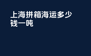 上海拼箱海运多少钱一吨