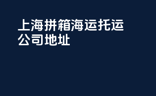上海拼箱海运托运公司地址