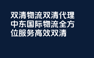 双清物流双清代理，中东国际物流全方位服务，高效双清
