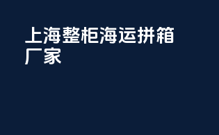 上海整柜海运拼箱厂家