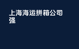 上海海运拼箱公司10强