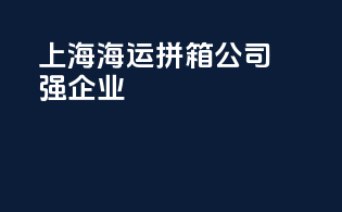 上海海运拼箱公司10强企业