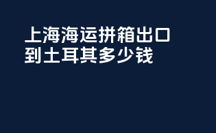 上海海运拼箱出口到土耳其多少钱