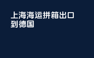 上海海运拼箱出口到德国
