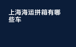 上海海运拼箱有哪些车