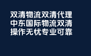 双清物流双清代理，中东国际物流双清操作无忧，专业可靠