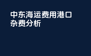 中东海运费用：港口杂费分析
