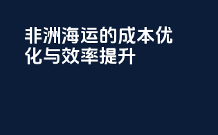 非洲海运的成本优化与效率提升