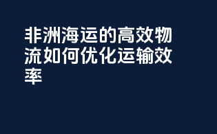 非洲海运的高效物流：如何优化运输效率