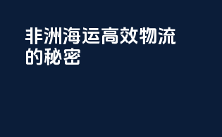 非洲海运：高效物流的秘密