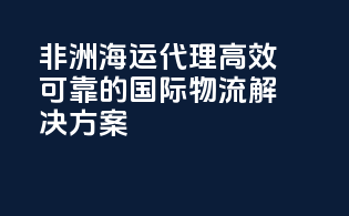 非洲海运代理：高效可靠的国际物流解决方案