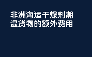 非洲海运干燥剂：潮湿货物的额外费用