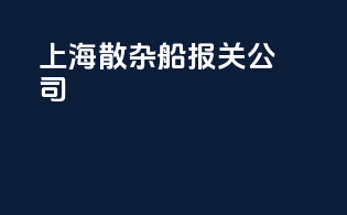 上海散杂船报关公司