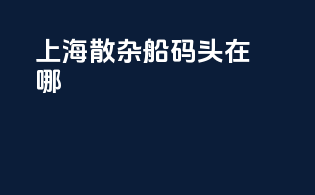 上海散杂船码头在哪