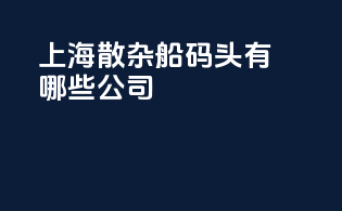 上海散杂船码头有哪些公司