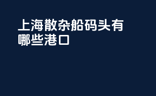 上海散杂船码头有哪些港口