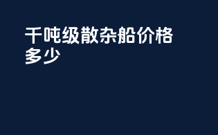 千吨级散杂船价格多少