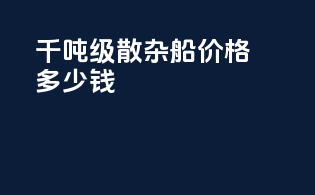 千吨级散杂船价格多少钱