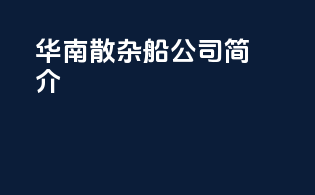 华南散杂船公司简介