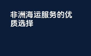 非洲海运服务的优质选择