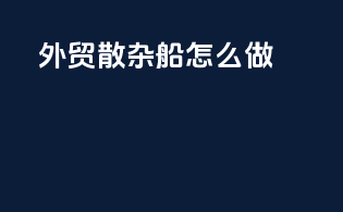 外贸散杂船怎么做