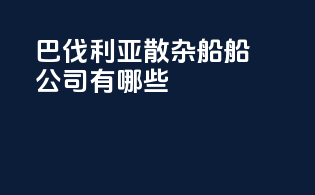 巴伐利亚散杂船船公司有哪些